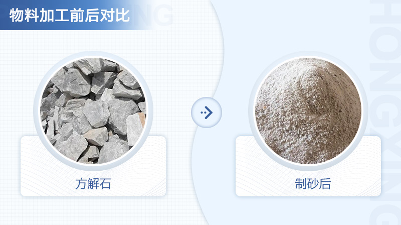 方解石制砂前后对比图 方解石制砂前后对比图